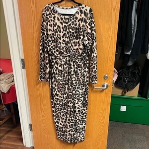 Leopard Print Long Sleeve Dress